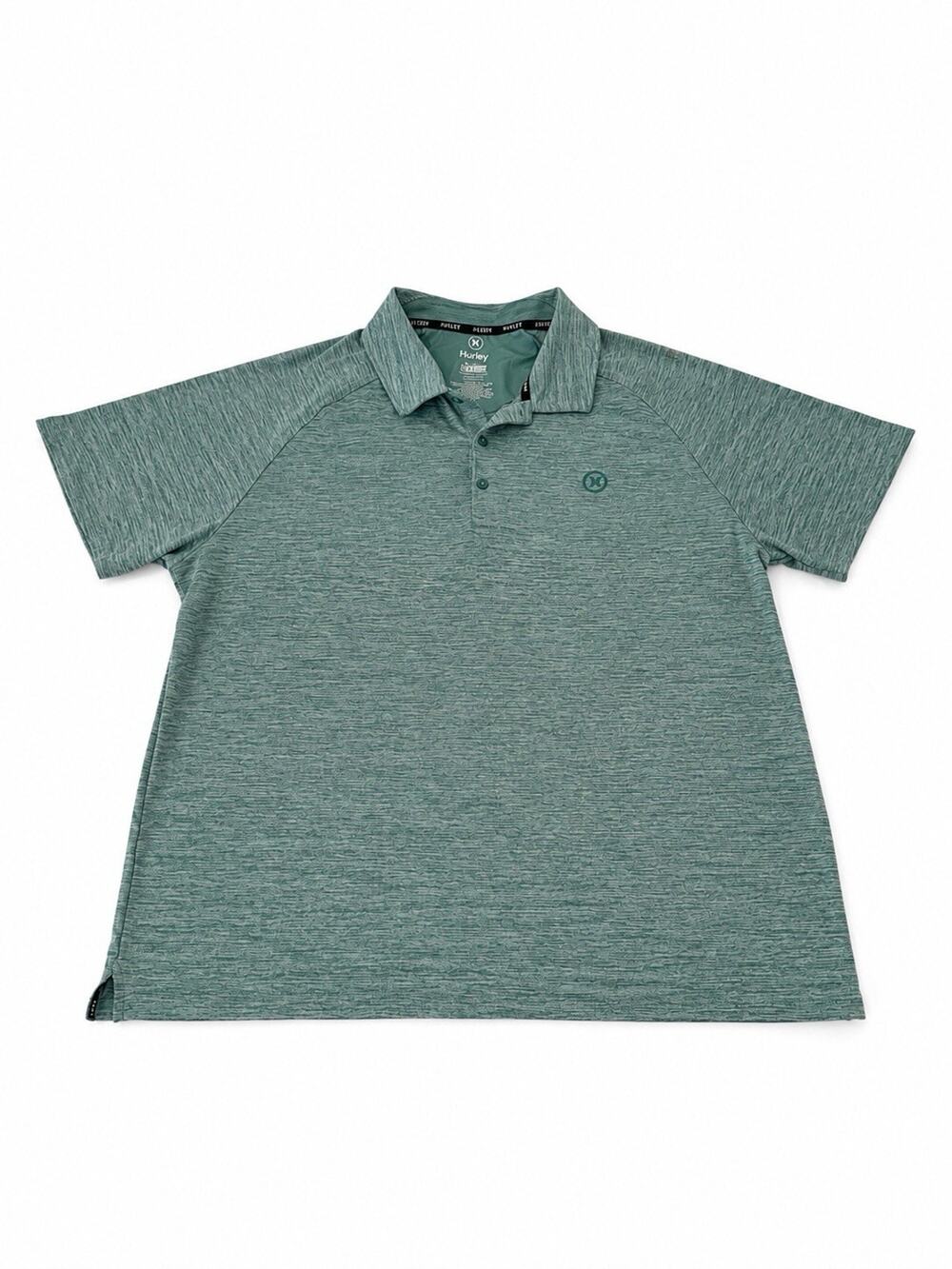 Hurley Men’s XXL Green Heather Performance Golf Polo Shirt Short Sleeve